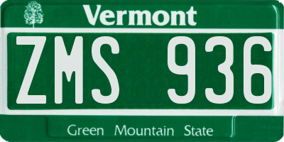 VT license plate ZMS936