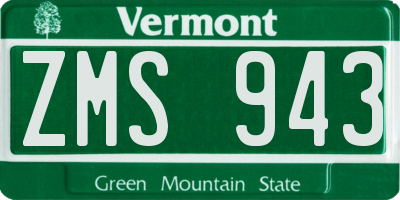 VT license plate ZMS943