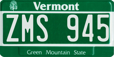 VT license plate ZMS945
