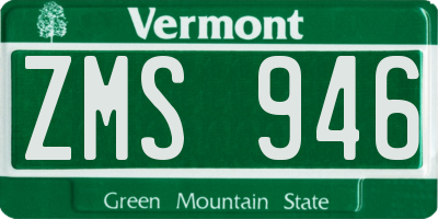 VT license plate ZMS946