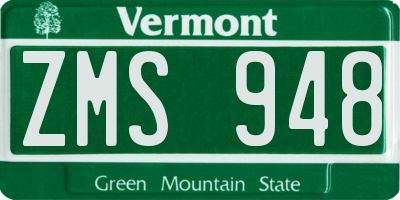 VT license plate ZMS948