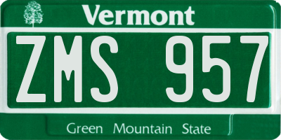 VT license plate ZMS957