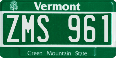 VT license plate ZMS961