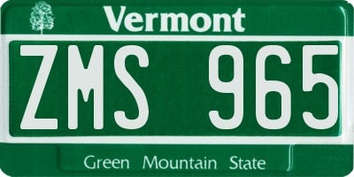 VT license plate ZMS965