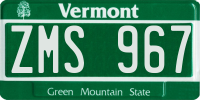 VT license plate ZMS967