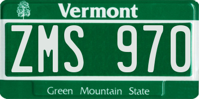 VT license plate ZMS970