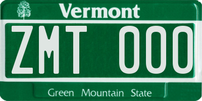 VT license plate ZMT000