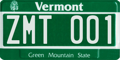 VT license plate ZMT001