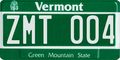 VT license plate ZMT004