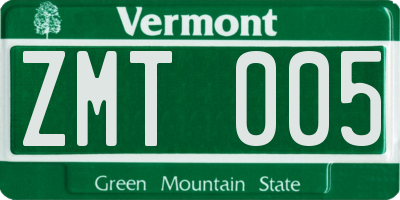 VT license plate ZMT005