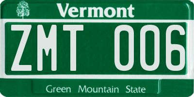 VT license plate ZMT006