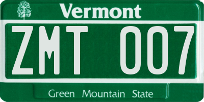 VT license plate ZMT007