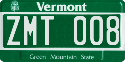 VT license plate ZMT008