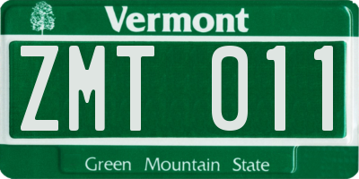 VT license plate ZMT011