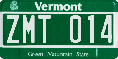 VT license plate ZMT014