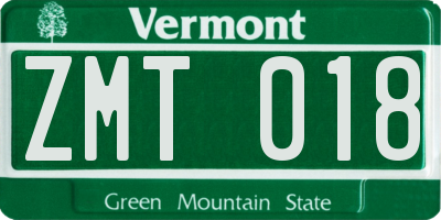 VT license plate ZMT018