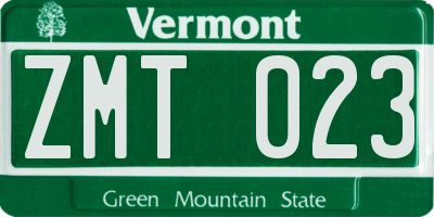 VT license plate ZMT023