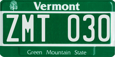VT license plate ZMT030