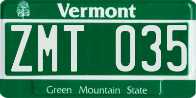 VT license plate ZMT035