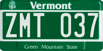 VT license plate ZMT037
