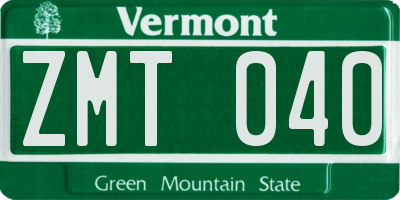 VT license plate ZMT040