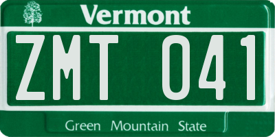 VT license plate ZMT041