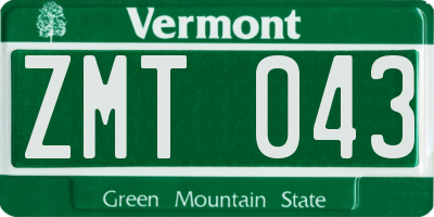 VT license plate ZMT043