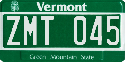 VT license plate ZMT045