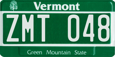 VT license plate ZMT048