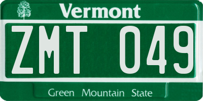 VT license plate ZMT049