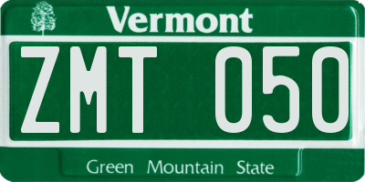 VT license plate ZMT050