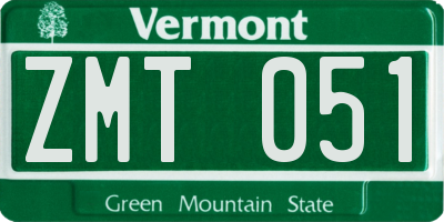 VT license plate ZMT051