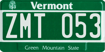 VT license plate ZMT053