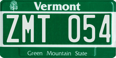 VT license plate ZMT054