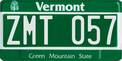VT license plate ZMT057