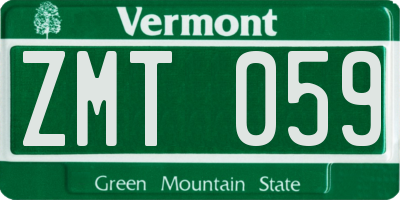 VT license plate ZMT059