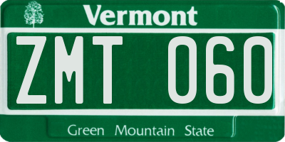 VT license plate ZMT060