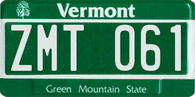 VT license plate ZMT061
