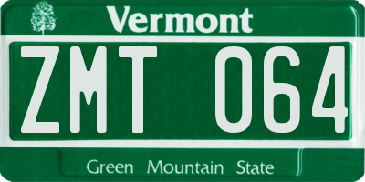 VT license plate ZMT064