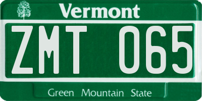 VT license plate ZMT065