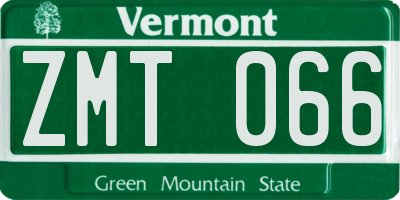 VT license plate ZMT066