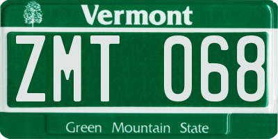 VT license plate ZMT068