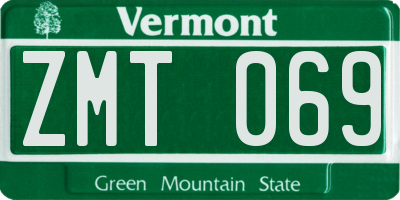 VT license plate ZMT069