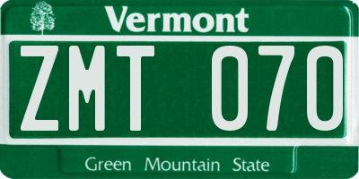 VT license plate ZMT070