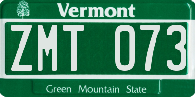 VT license plate ZMT073