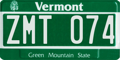 VT license plate ZMT074
