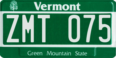 VT license plate ZMT075