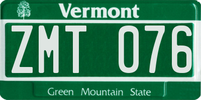VT license plate ZMT076