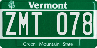 VT license plate ZMT078