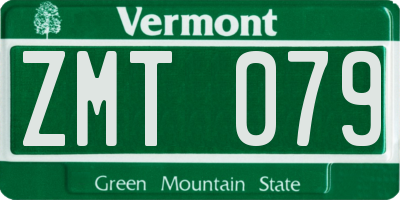 VT license plate ZMT079